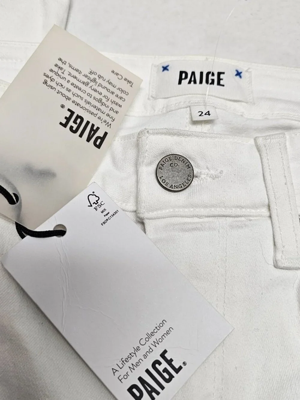 New Paige White VERDUGO ANKLE Skinny Denim Jeans Zip Stretch Pants Read 24